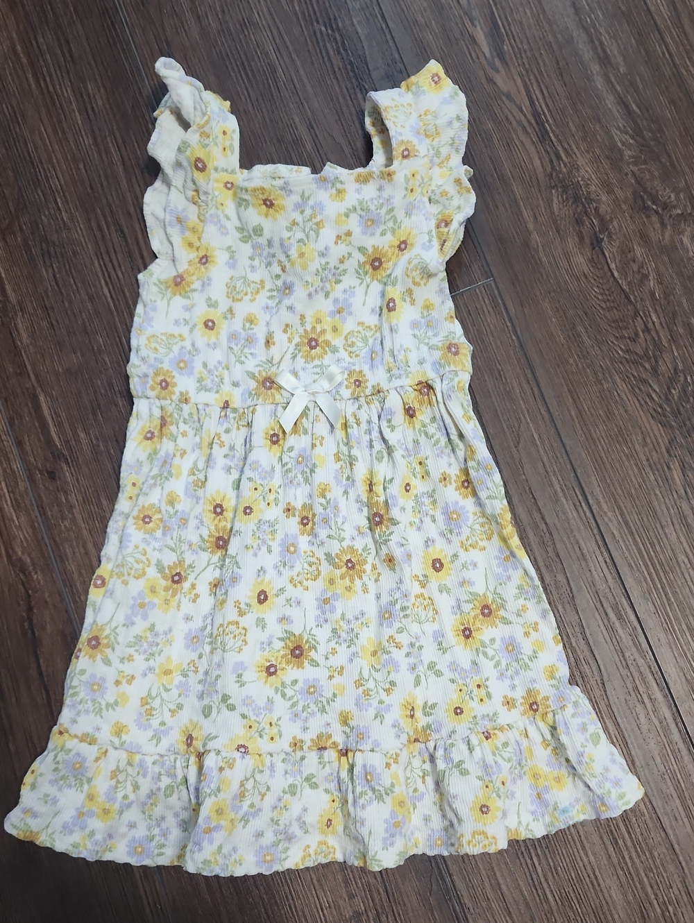 Little Lass White and Yellow Floral Sundress with Ruffle Straps 3t